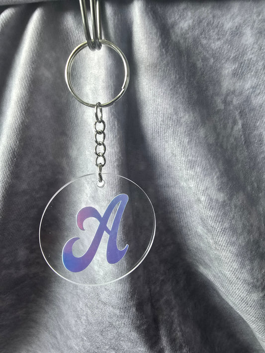 Acrylic Round Initial Keychain