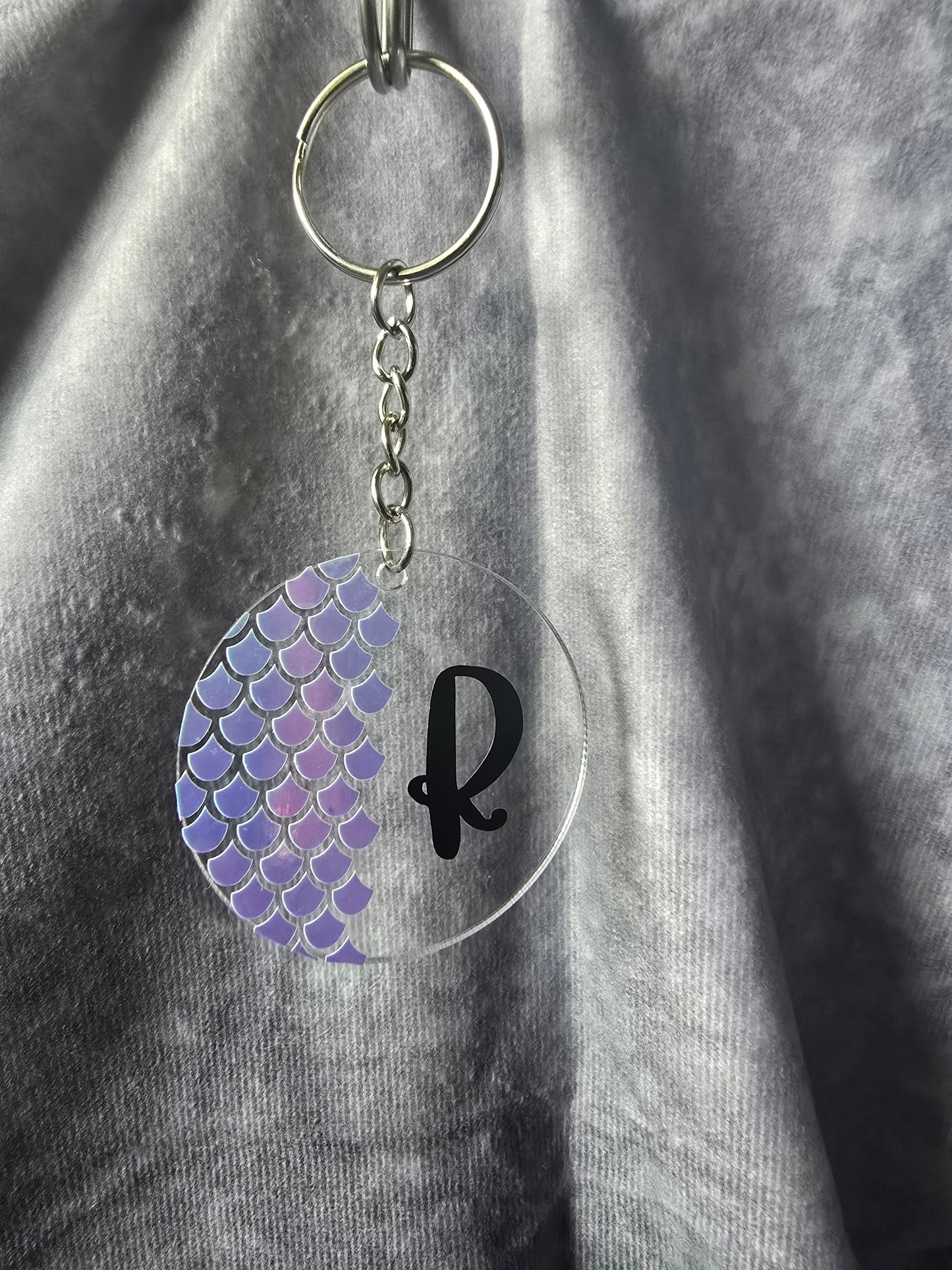 Acrylic Round Mermaid Initial Keychain