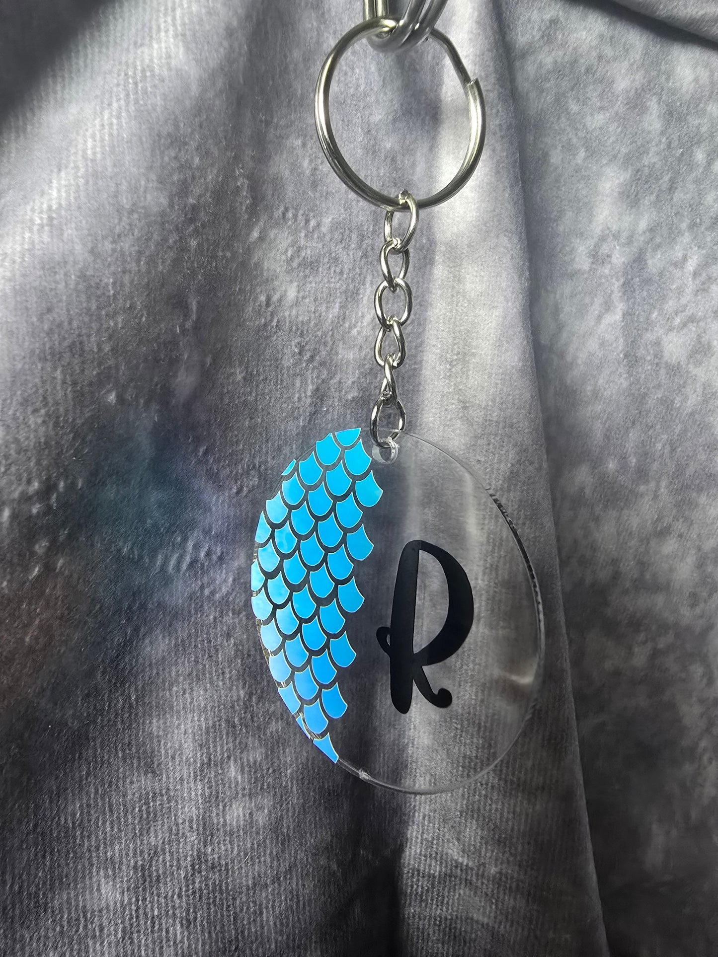 Acrylic Round Mermaid Initial Keychain
