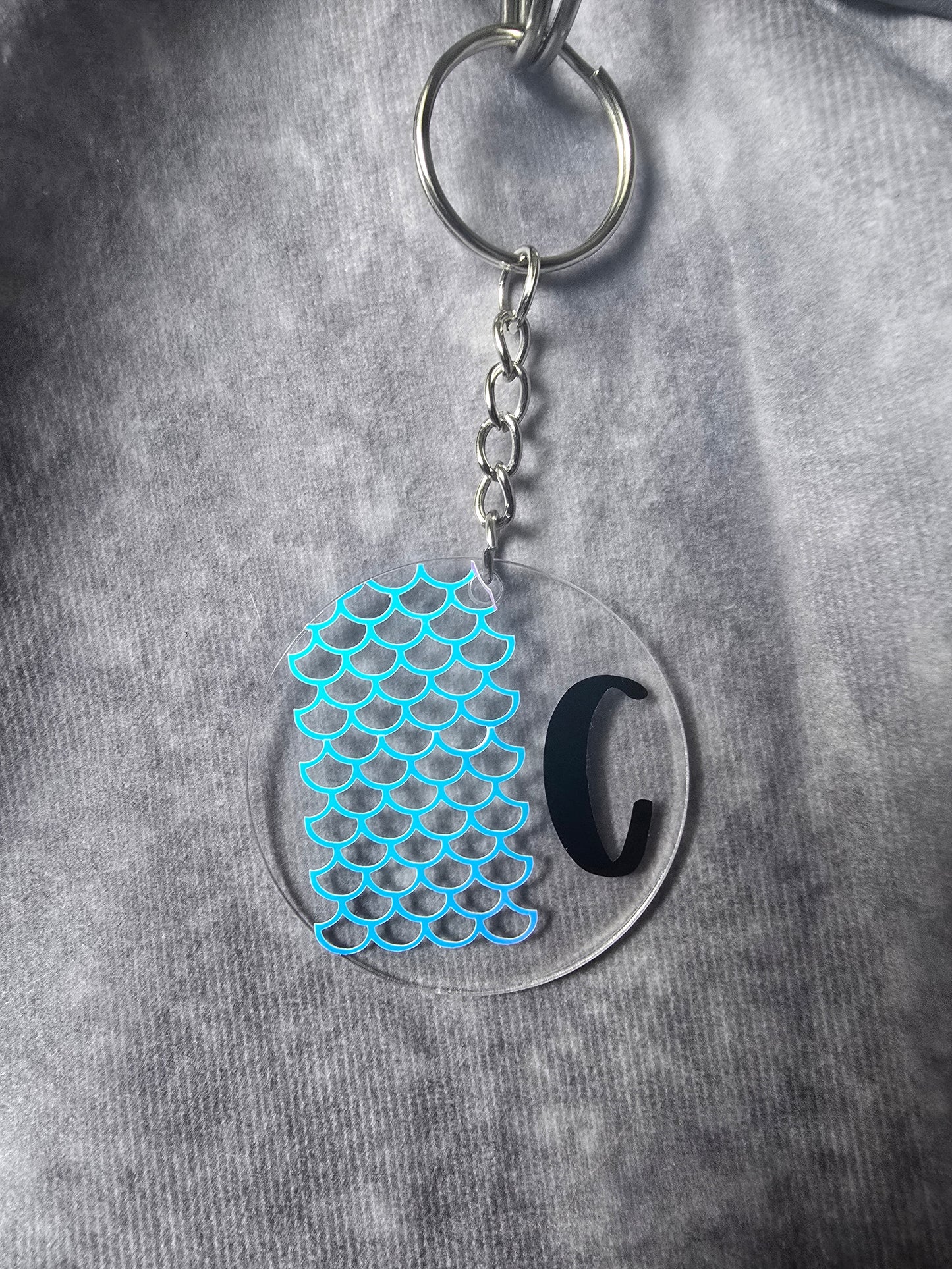 Acrylic Round Mermaid Initial Keychain