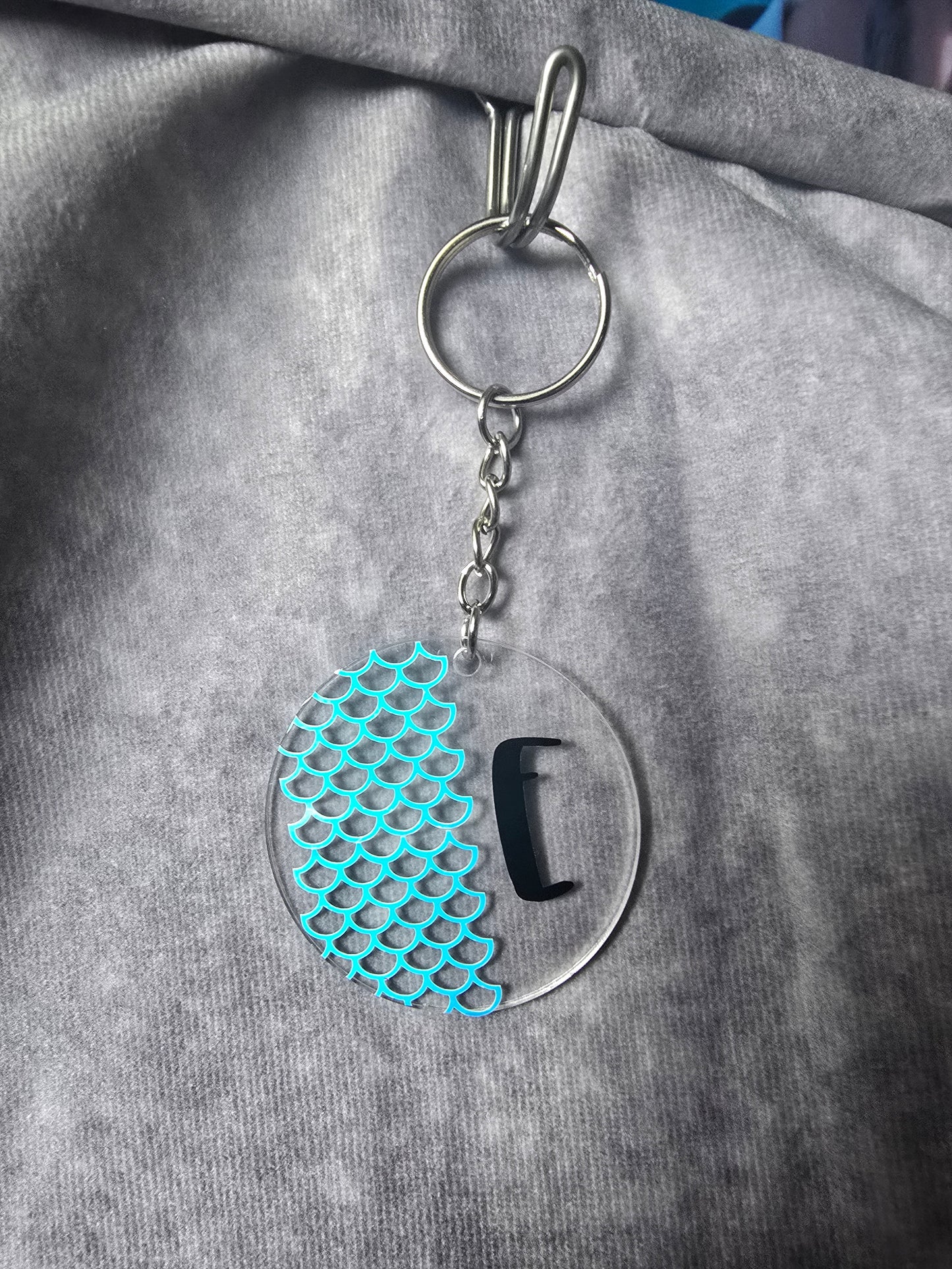 Acrylic Round Mermaid Initial Keychain