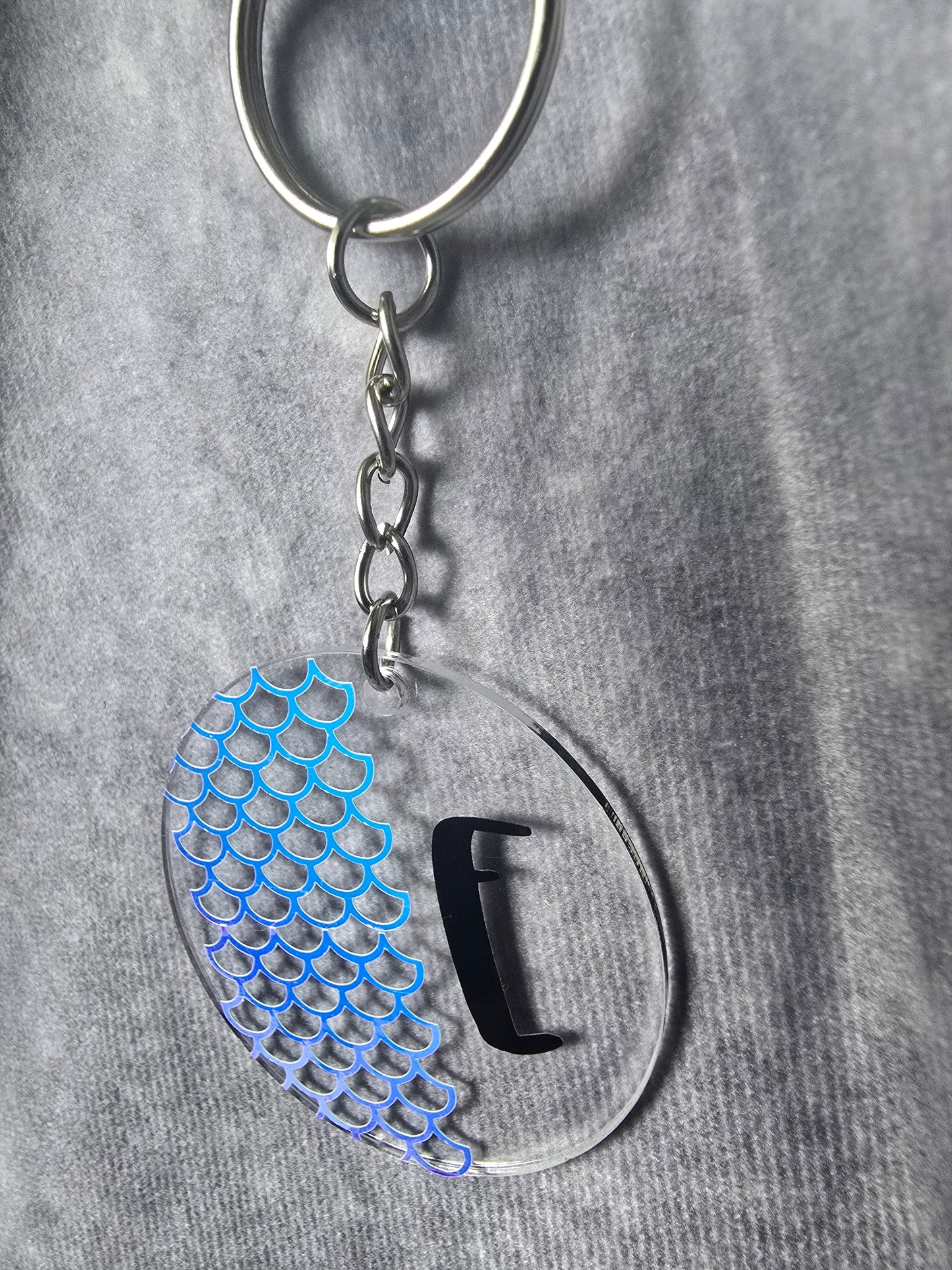 Acrylic Round Mermaid Initial Keychain